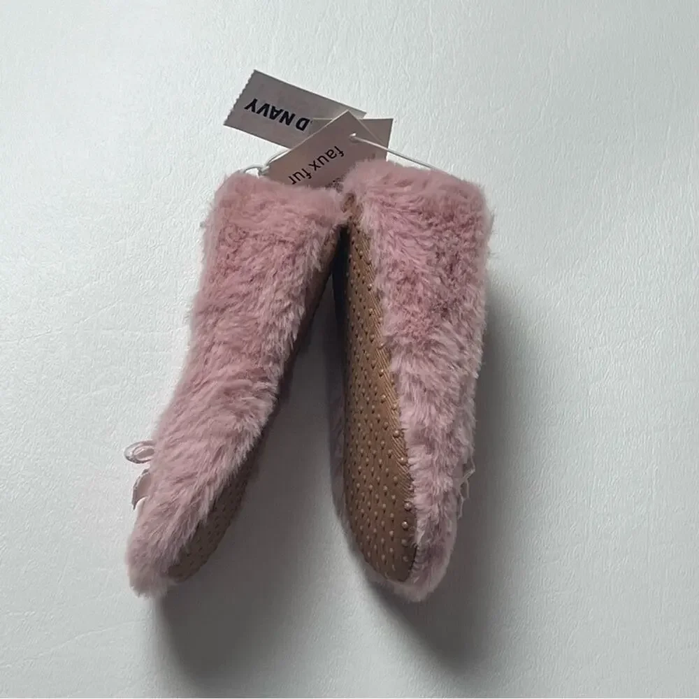 Old Navy Baby Girl Pink Plush Mary Jane Shoes Sz 6-12 M